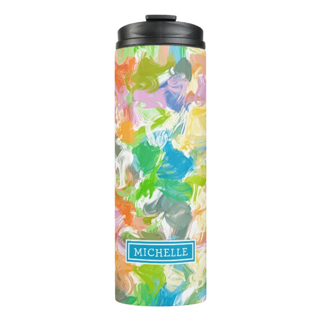 Angesagte Sommerfarbe Spritzer Kunst, Dichtung und Thermosbecher (Vorderseite)