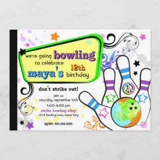 Angesagte und bunte Bowlings-Einladung Einladung