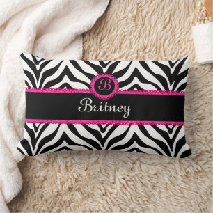 Angesagte Zebra-Print- und Spitzen-Monogramm Lendenkissen