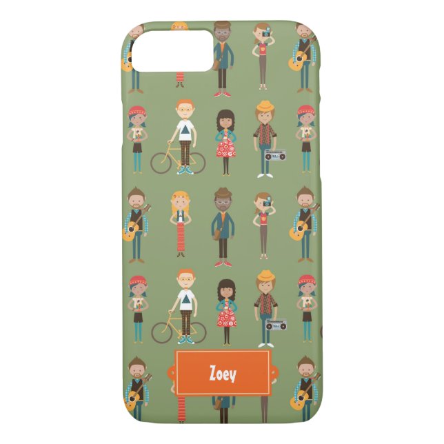 Angesagter Cartoon People Illustrations Muster (gr Case-Mate iPhone Hülle (Rückseite)