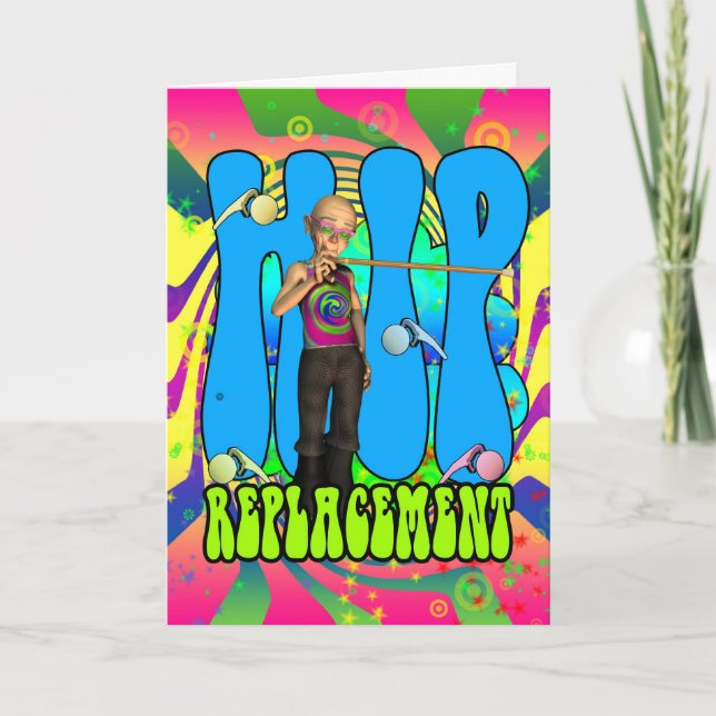 Angesagter Ersatz Hippie Retro 60er-Karte, Psyched Karte (Vorderseite)