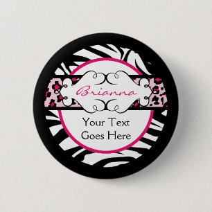 Angesagter heißes Rosa-und Schwarz-Tierdruck-Knop Button