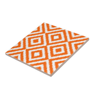 Angesagter orange Ikat Diamant quadriert Fliese