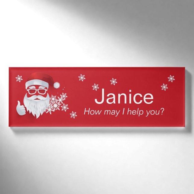 Angesagter Weihnachtsmann Papercut am Roten Weihna Namenschild (Vorderseite)