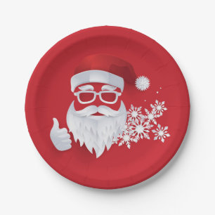 Angesagter Weihnachtsmann Papercut am Roten Weihna Pappteller