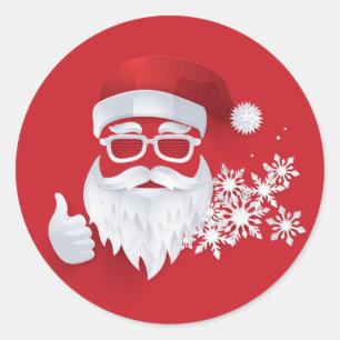 Angesagter Weihnachtsmann Papercut am Roten Weihna Runder Aufkleber