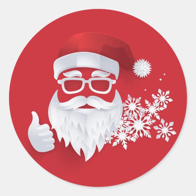 Angesagter Weihnachtsmann Papercut am Roten Weihna Runder Aufkleber (Vorderseite)