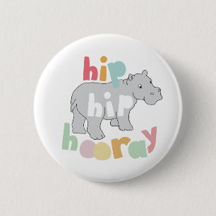 Angesagtes Angesagtes Hooray Gray Hippo Zeichnend Button