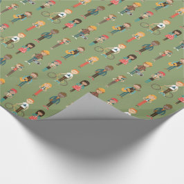 Angesagtes Cartoon-Leute-Illustrations-Muster Geschenkpapier