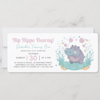 Angesagtes Hippo Hooray Kindergeburtstag Party Einladung