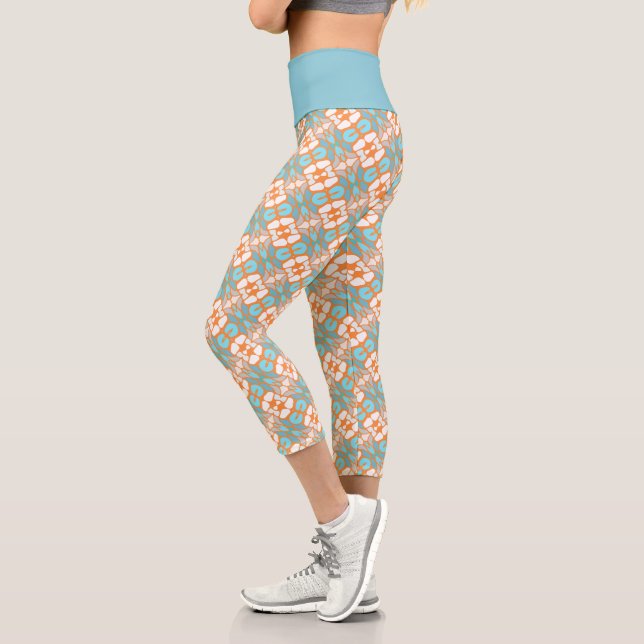 Angesagtes Orange Yellow Turquoise Capri Leggings (Links)