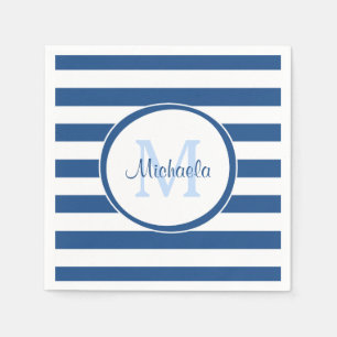 Angesagtes reiches blaues Monogramm und Serviette