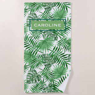 Angesagtes Retro-Muster mit tropischen grünen Palm Strandtuch