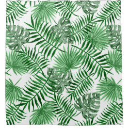Angesagtes Retro Tropical Green Palm Blattmuster Duschvorhang
