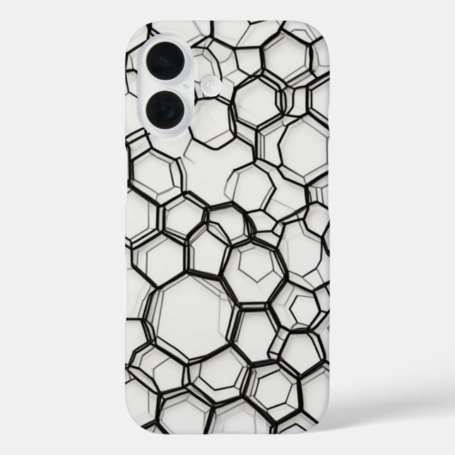 Angeschlossene Hexagons-Linie Art iPhone 16 Hülle (Rückseite)