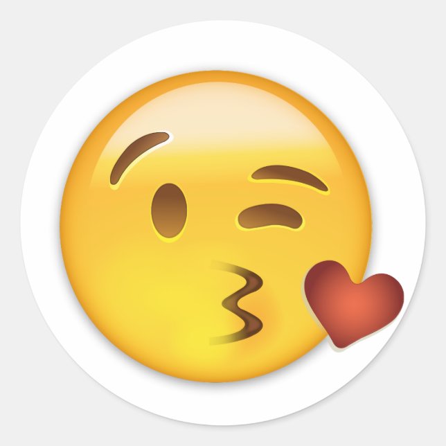 Angesicht, die ein Kuss Emoji wirft Runder Aufkleber (Vorderseite)