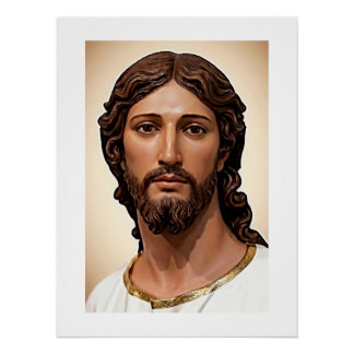 ANGESICHT JESU MIT SCHÖNEN FREUNDLICHEN AUGEN DER POSTER