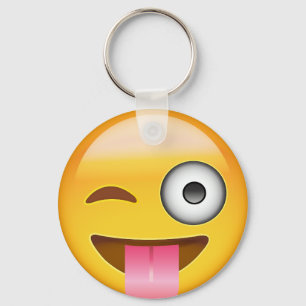 Angesicht mit verklemmter Zunge und weinendem Auge Schlüsselanhänger
