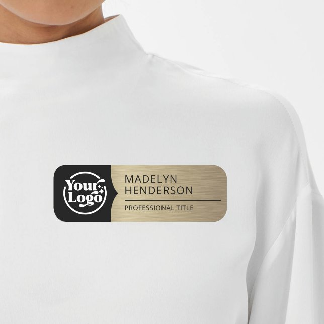 Angestellte Black Metallic Alt Gold Logo Magnetic Namensschild (Von Creator hochgeladen)