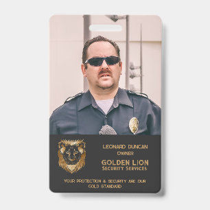 Angestellte des Black Gold Lion Business Logos Fot Ausweis