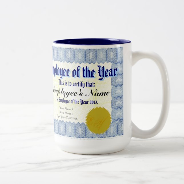 Angestellter der Jahr-Zertifikat-Tasse Zweifarbige Tasse (Rechts)