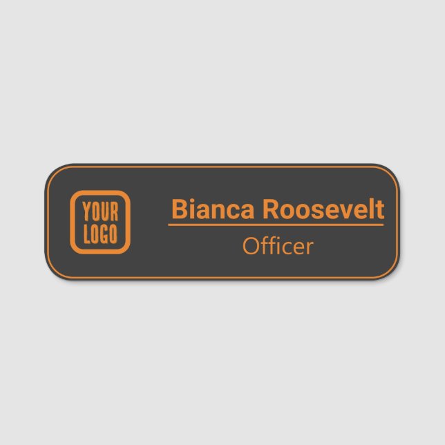 Angestellter für Schwarz-Button-Logos in Magnetic  Namensschild (Vorderseite)