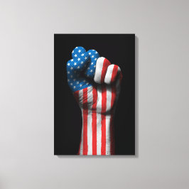 Angestiftete Faust mit amerikanischer Flagge Leinwanddruck