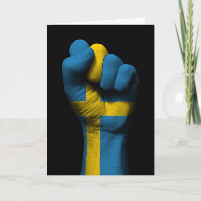 Angestiftete Faust mit schwedischer Flagge Karte (Vorderseite)