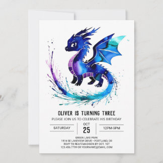 Angestrichen Simple Dragon Digital Boy Geburtstag Einladung