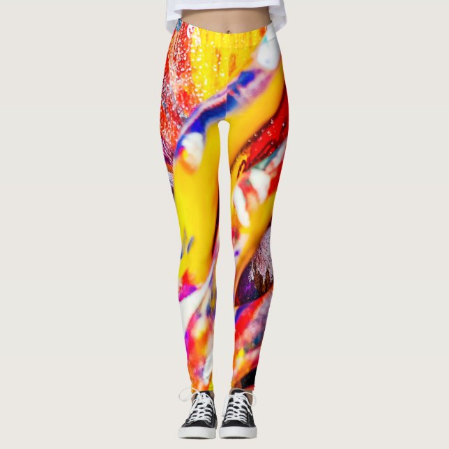 Angestrichene Abstrakte Frauen Leggings (Vorderseite)