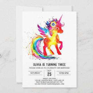 Angestrichene benutzerdefinierte Einhorn Digital G Einladung
