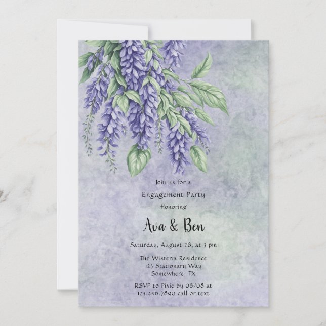 Angestrichene Lavender Wisteria Engagement Party Einladung (Vorderseite)