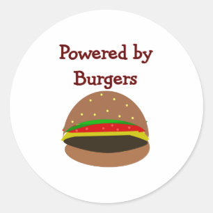 "Angetrieben durch Burger"--lustige Runder Aufkleber