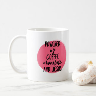 Angetrieben durch Kaffeeschokolade und Jesus-Tasse Kaffeetasse