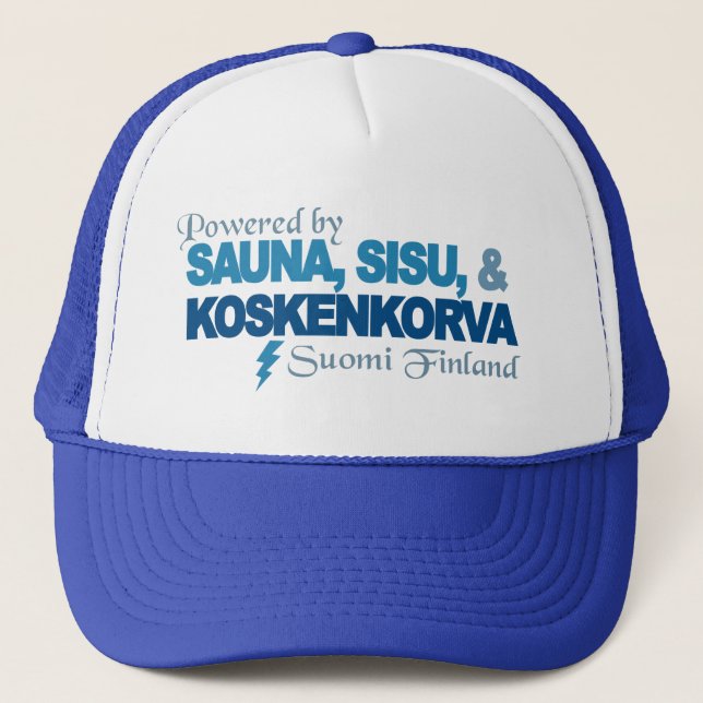 Angetrieben durch Sauna-, Sisu- u. Kossuhut Truckerkappe (Vorderseite)