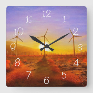 Angetrieben durch Wind Quadratische Wanduhr