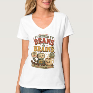 Angetrieben von Beans & Brains Lustiger Ai Roboter T-Shirt