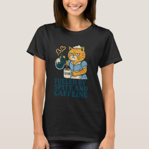 Angetrieben von Bosheit und Koffein Wütendes Katze T-Shirt