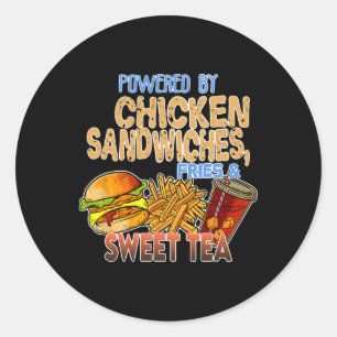Angetrieben von Chicken Sandwiches Pommes Frites u Runder Aufkleber
