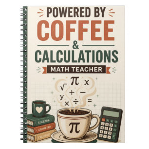 Angetrieben von Coffee Calculations Mathelehrer Notizblock