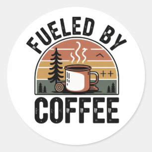Angetrieben von Coffee Retro Camp  Runder Aufkleber