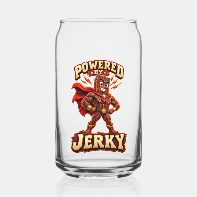 Angetrieben von Jerky Superhero Dosenglas (Rückseite)