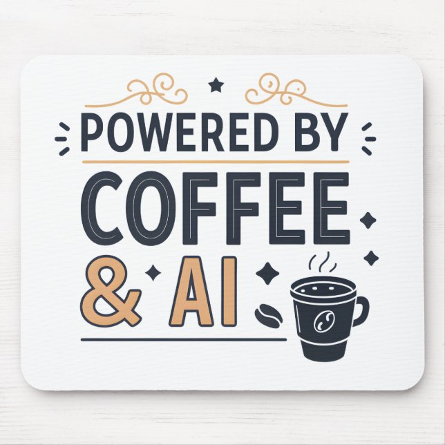 Angetrieben von Kaffee & AI Retro-Tech-Vektor Mousepad (Vorne)