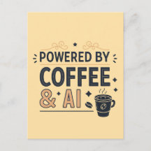 Angetrieben von Kaffee & AI Retro-Tech-Vektor