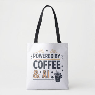 Angetrieben von Kaffee & AI Retro-Tech-Vektor Tasche