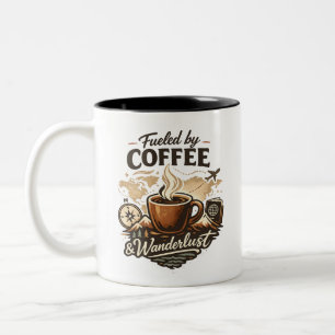 Angetrieben von Kaffee & Fernweh Zweifarbige Tasse