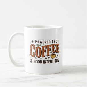 Angetrieben von Kaffee Retro 70er Typografie Kaffeetasse