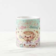 Angetrieben von Kaffee & Träumen Kawaii Tasse