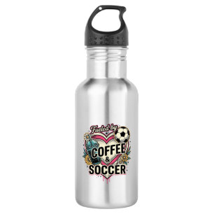 Angetrieben von Kaffee und Fußball Vintage-Shirt-D Edelstahlflasche