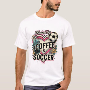 Angetrieben von Kaffee und Fußball Vintage-Shirt-D T-Shirt